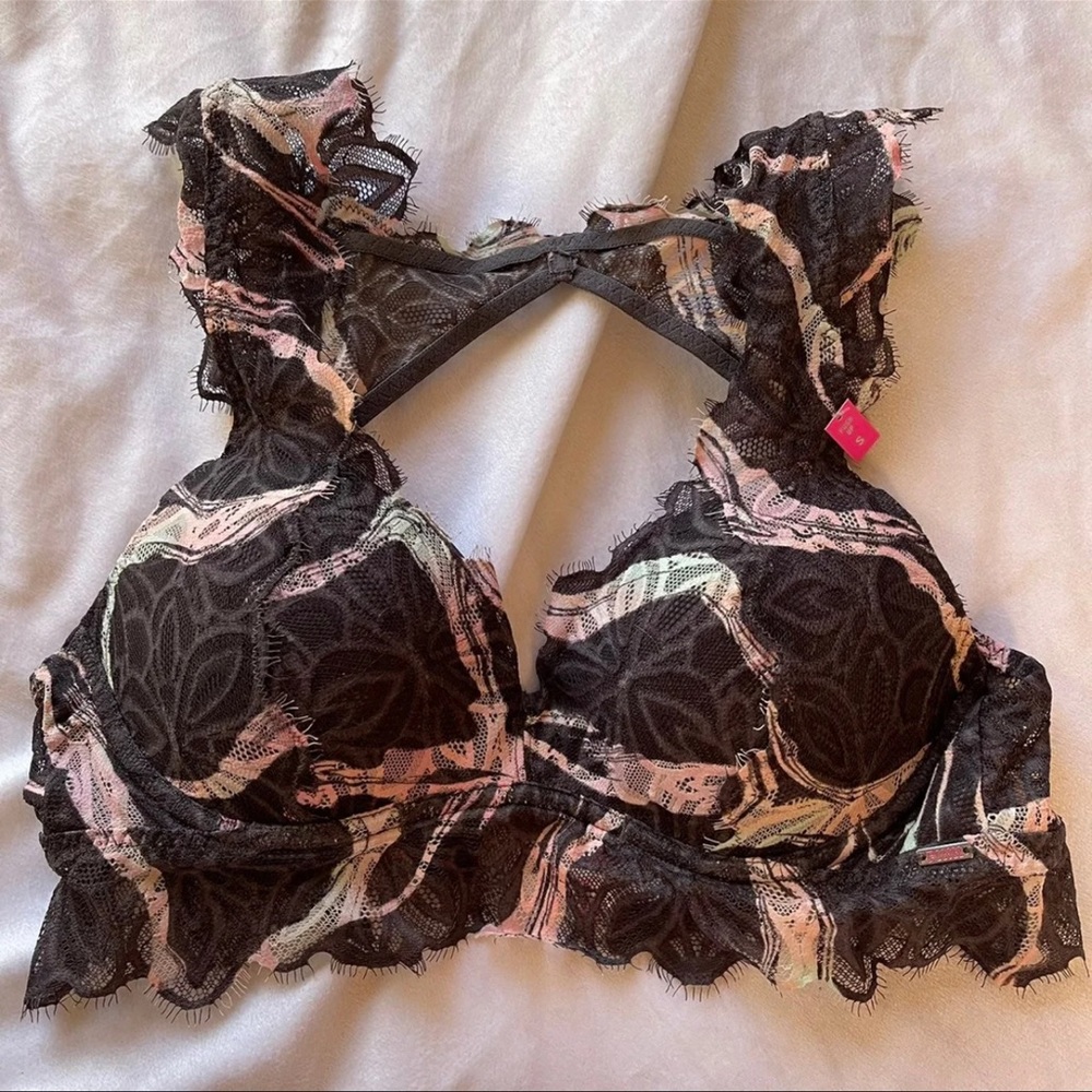 PINK Victoria's Secret 💚 NWT Date Push Up Lace Bralette Multicolor